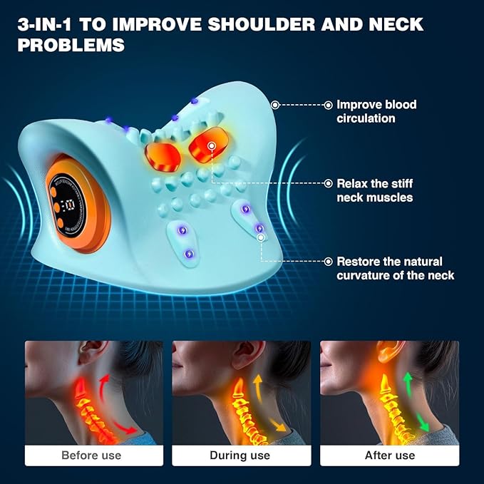 EMS Neck Massager with Heat – Electric Pulse Therapy for Neck & Shoulder Pain Relief