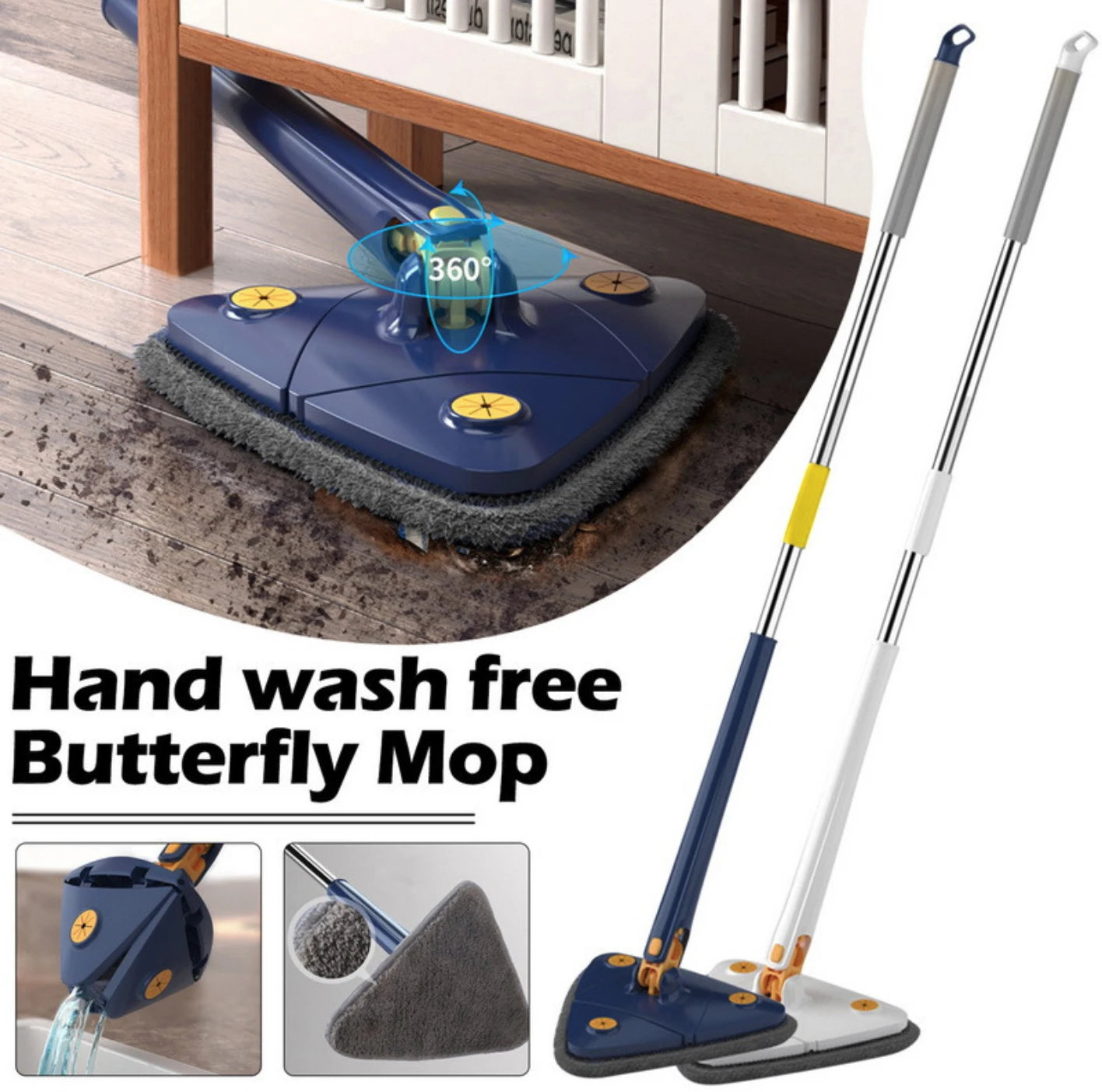 360° Rotating Triangular Mop – Reach Every Corner with Ease