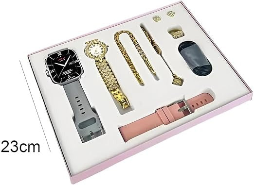 7 in 1 set A58 plus Suit with 2 straps Earrings bracelets necklaces set BT Call 2.02inch women smartwatch