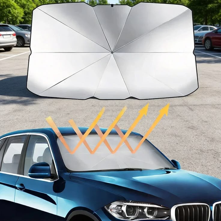 قابل للطي ويوفر حماية من الأشعة فوق البنفسجية والحرارة-Premium Car Windshield Sun Shade