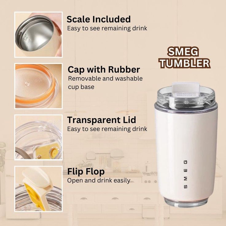 SMEG Stainless Steel Vacuum Insulated Tumbler Mug Travel Coffee Cup Hot Cold UAE KSA